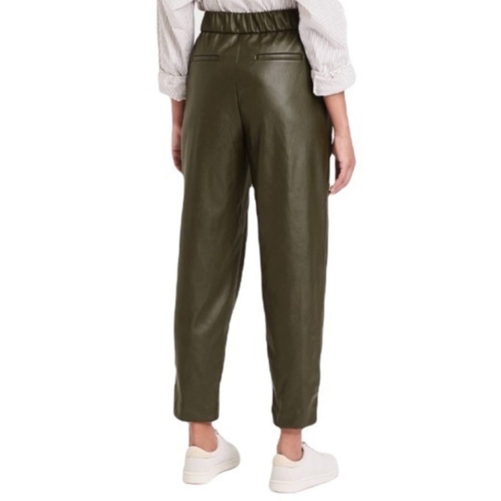 Hunter Green Vegan Leather Pull On Tapered Ankle Pants - Picture 8 of 14